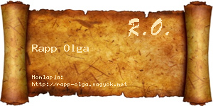 Rapp Olga névjegykártya